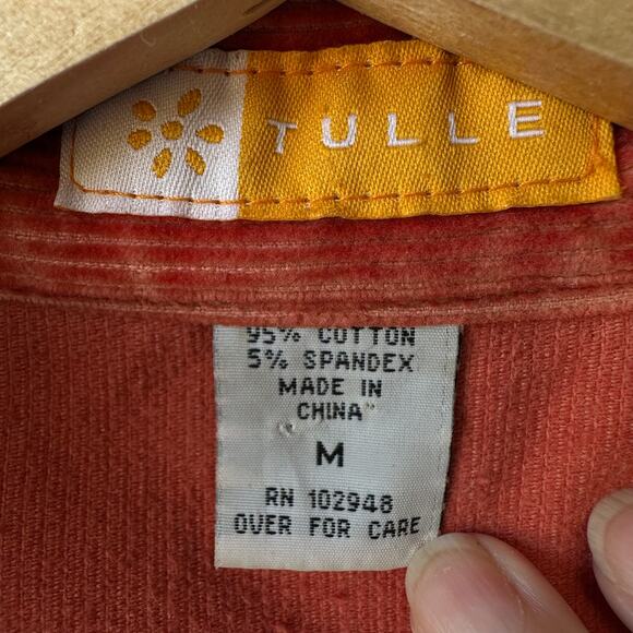 Tulle Russet Orange Corduroy Trucker Jacket M Fall Utility Y2K Western Longhorns - Picture 6 of 7